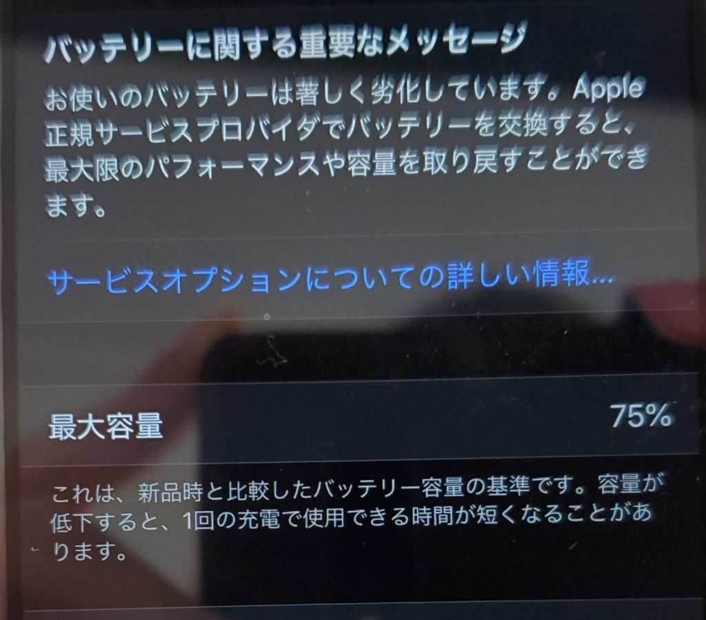 iPadのバッテリー使用状況を確認しているグラフ